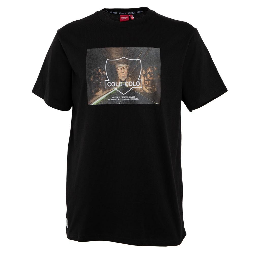 Polera Colo Colo Urbano "Valiente y Fuerte" Negra