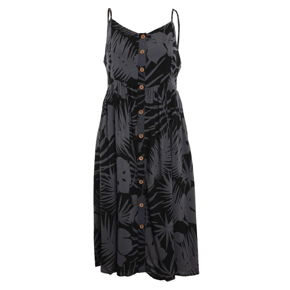 Vestido Women Leaves Black Grey