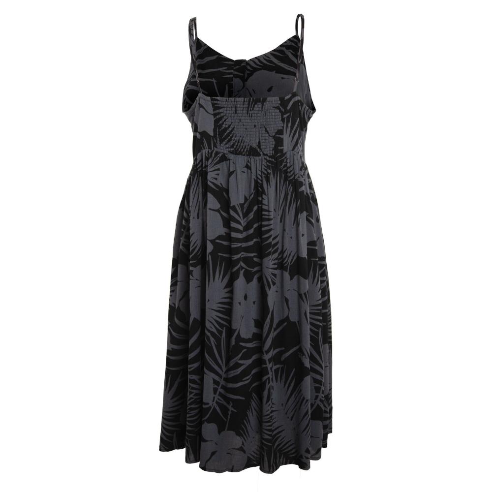 Vestido Women Leaves Black Grey