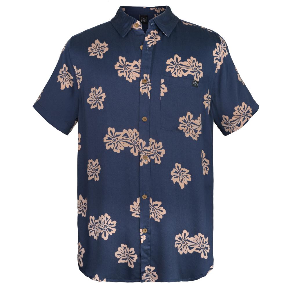 Camisas M/C Reef Hombre Azul Abierto