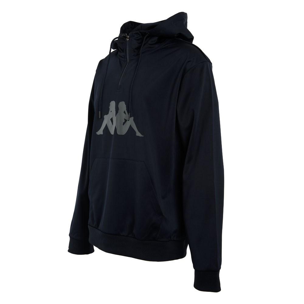 Poleron Men Hoodie Half Zipper Black Grey