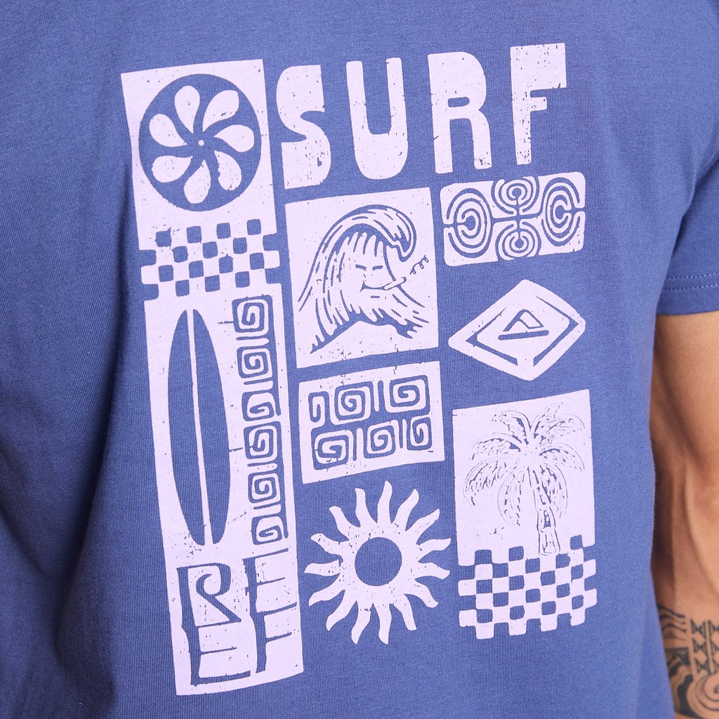 Polera Reef Men Surf Reef Blue Pink