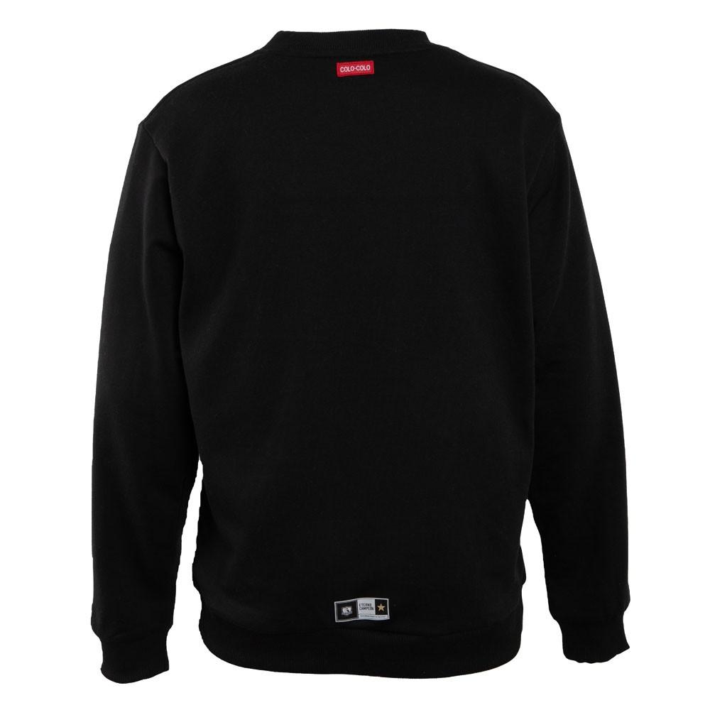 Poleron Colo Colo Urbano Fleece Carda Crew "Huinchas" Negro