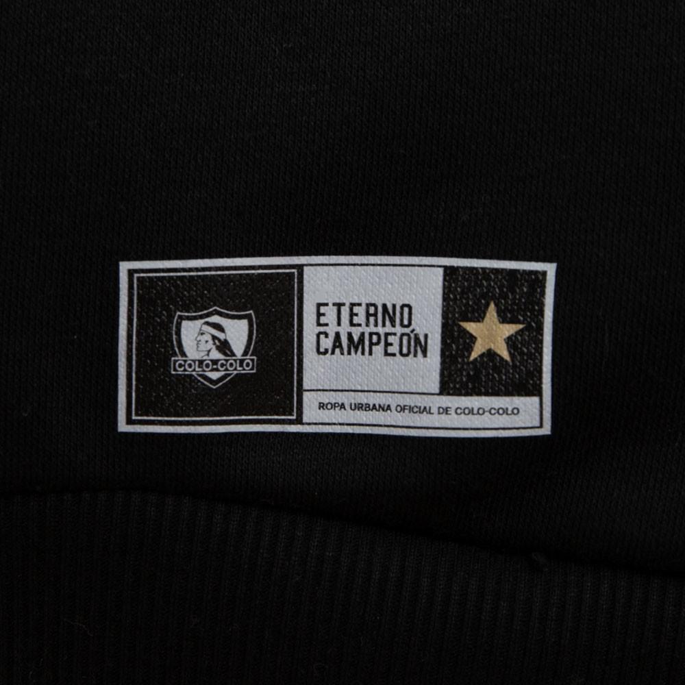 Poleron Colo Colo Urbano Fleece Carda Crew "Huinchas" Negro