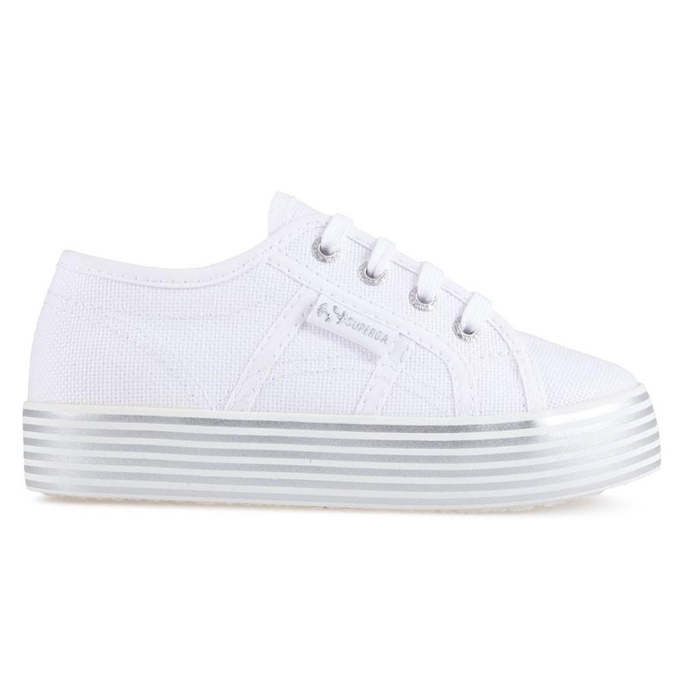 Zapatilla 2730 Kids PRINT Platform White Silver Superga