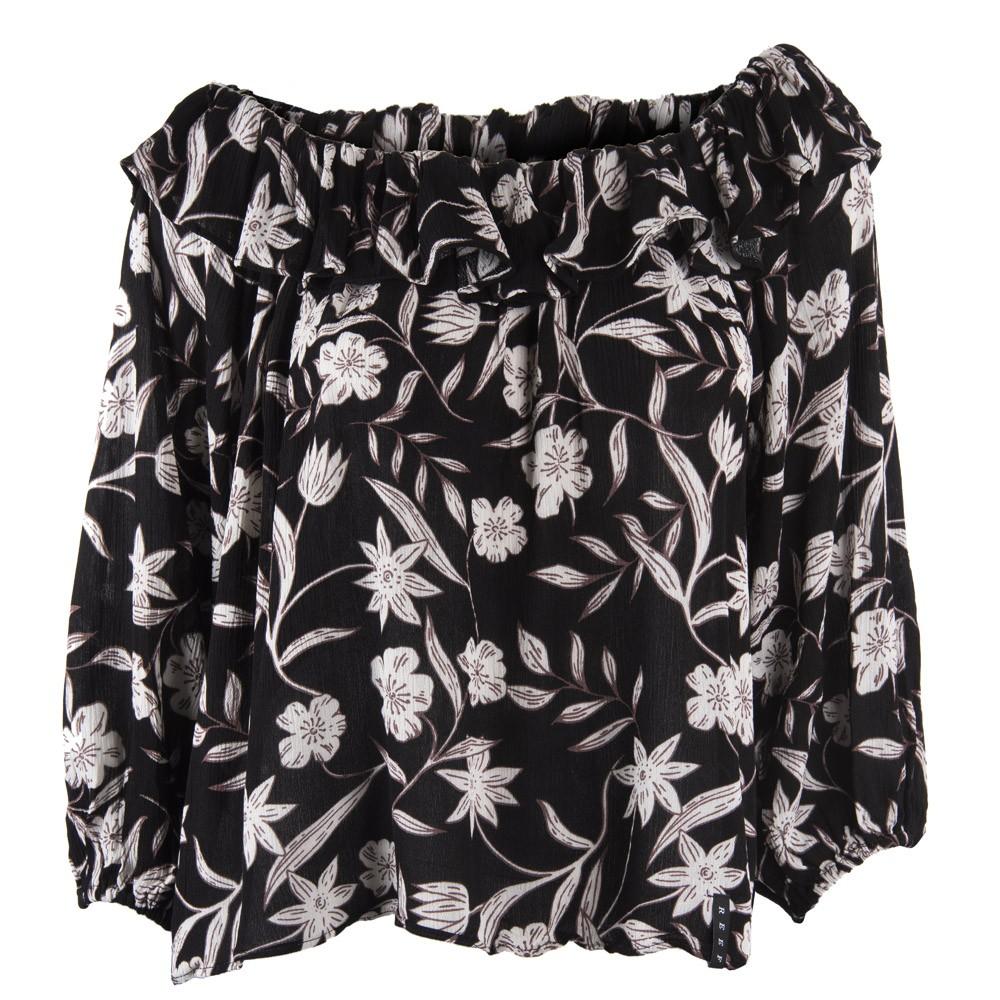 Blusa Negra Flores Blancas Reef