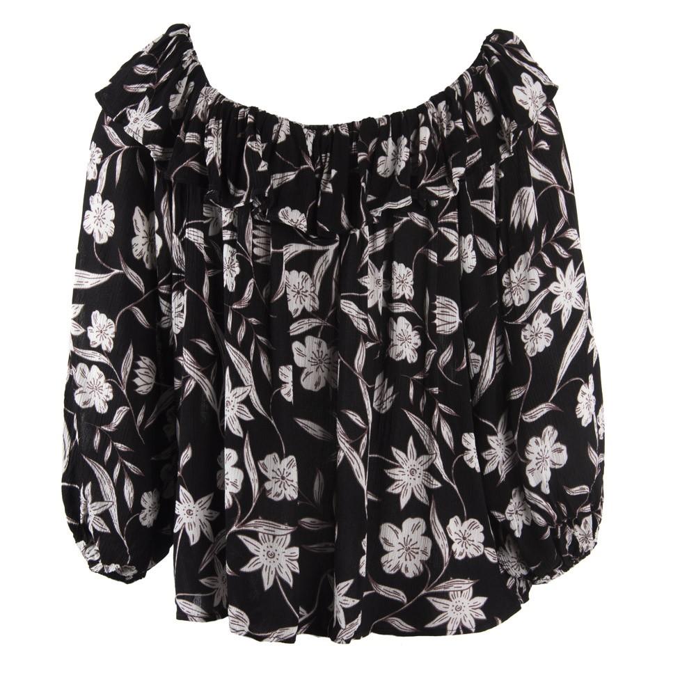 Blusa Negra Flores Blancas Reef