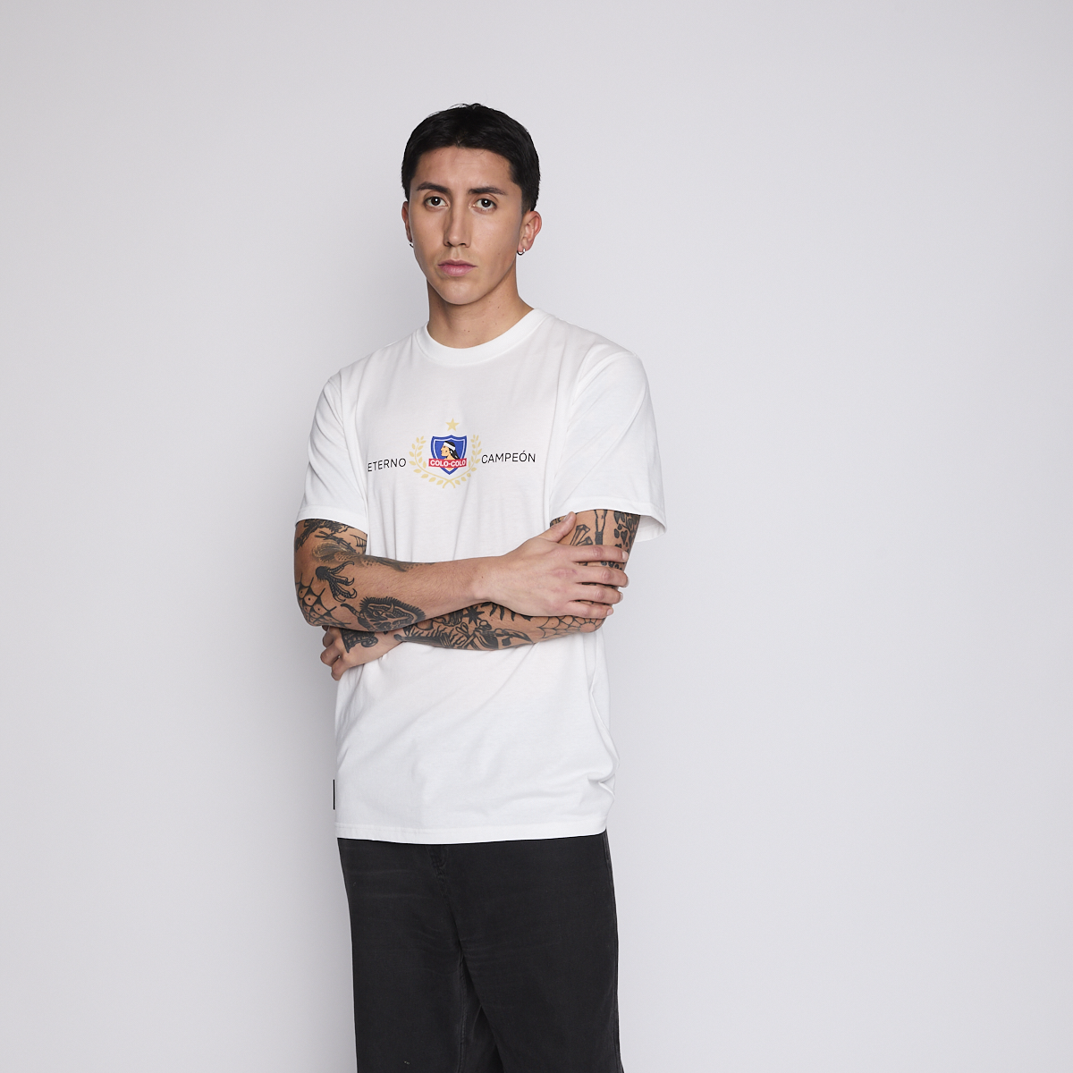 Polera Colo Colo Urbano Hombre Eterno Campeón Blanco Verano
