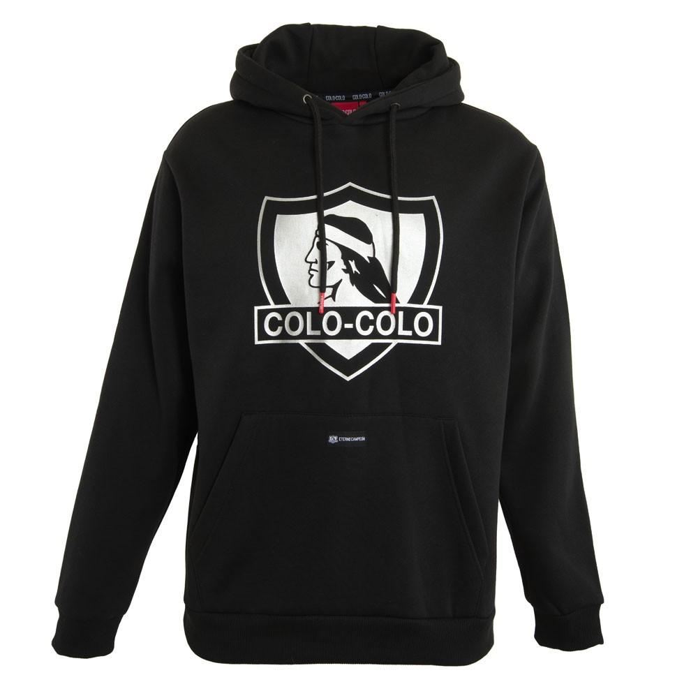 Poleron Colo Colo Urbano "Escudo" Negro y Gris