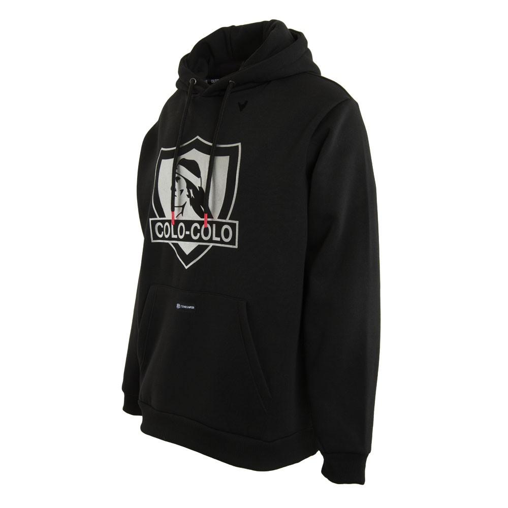 Poleron Colo Colo Urbano "Escudo" Negro y Gris