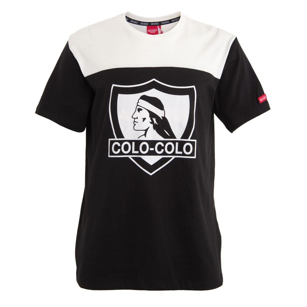 Polera Colo Colo Urbano Blanco y Negro Escudo Front