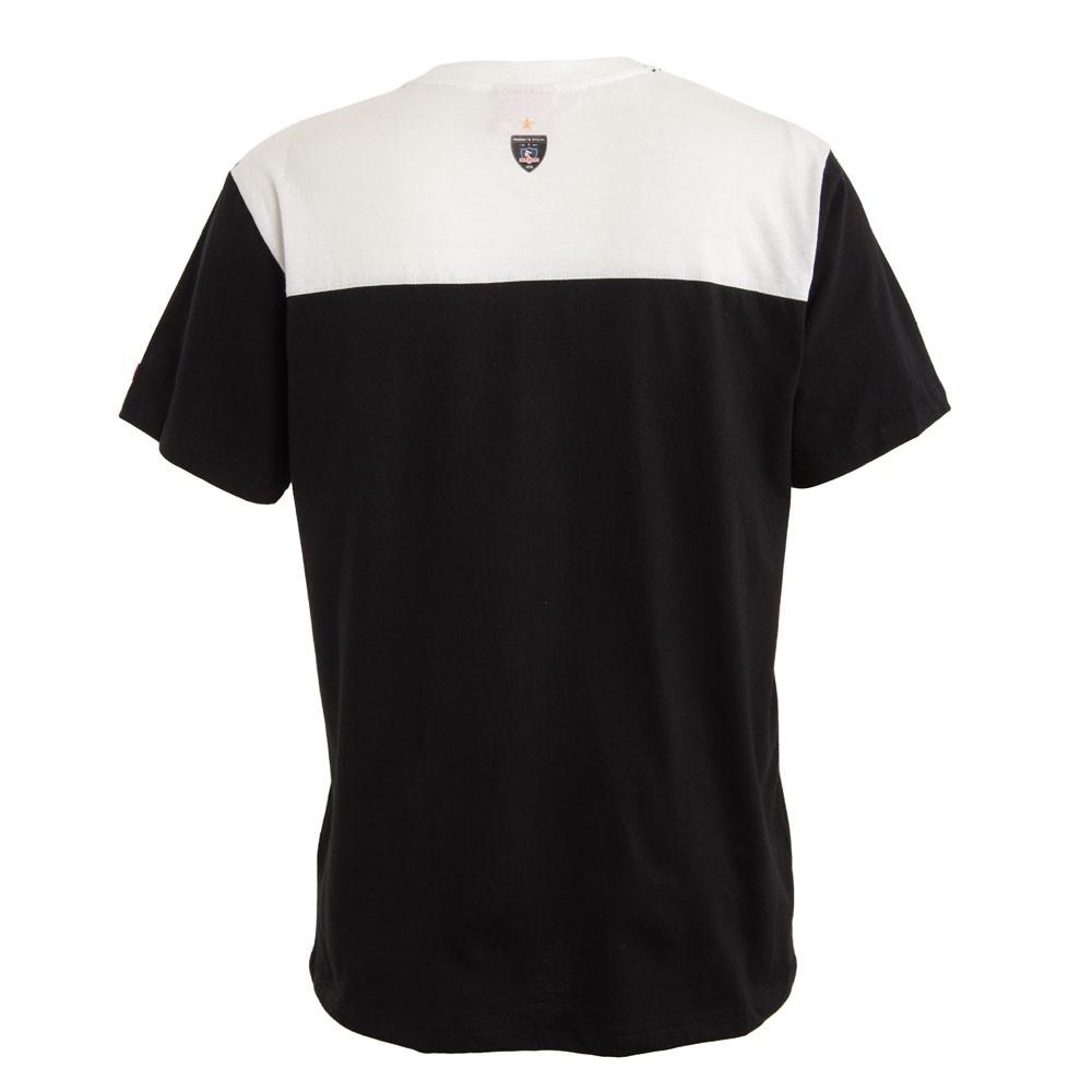Polera Colo Colo Urbano Blanco y Negro Escudo Front