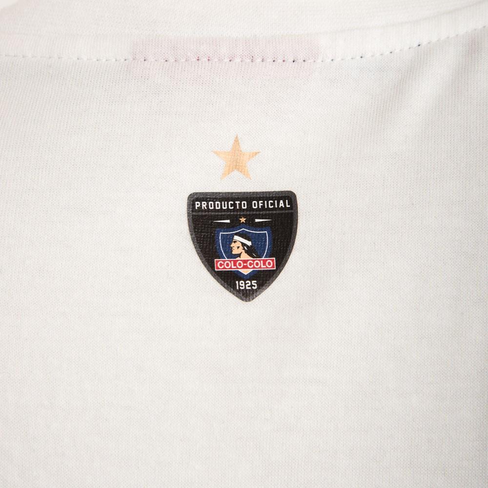 Polera Colo Colo Urbano Blanco y Negro Escudo Front