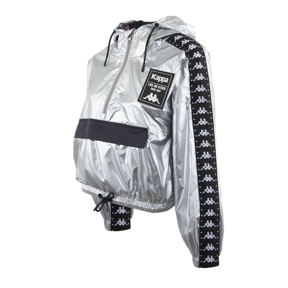Cortaviento Women Crop Silver Black