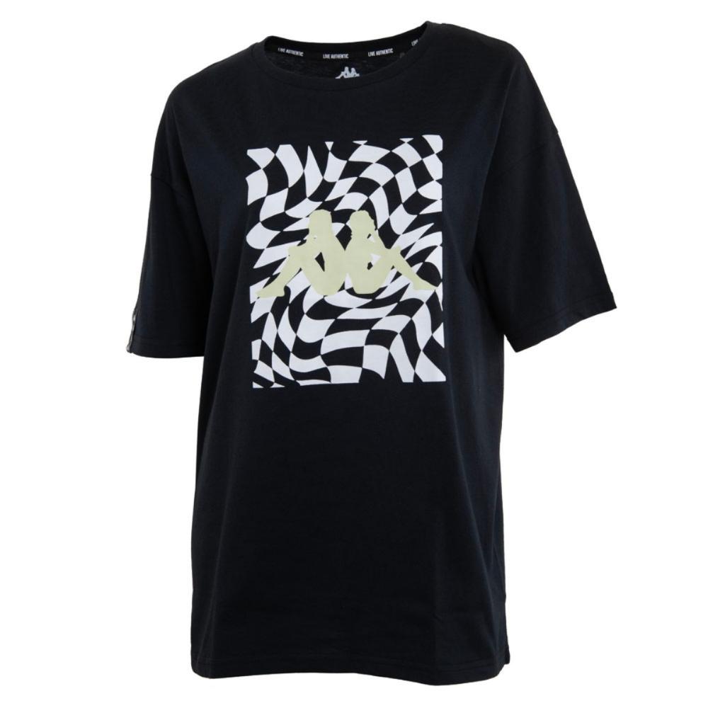 Polera Women Oversize Black Print Green White