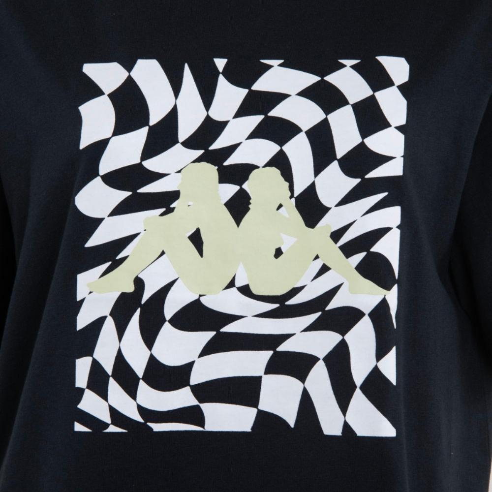 Polera Women Oversize Black Print Green White
