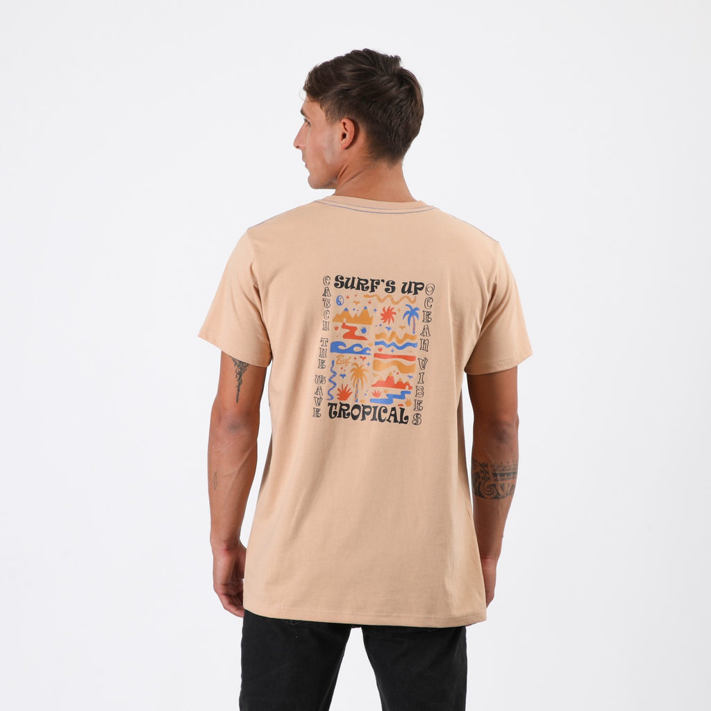 Polera Reef Men Surfs Up Brown