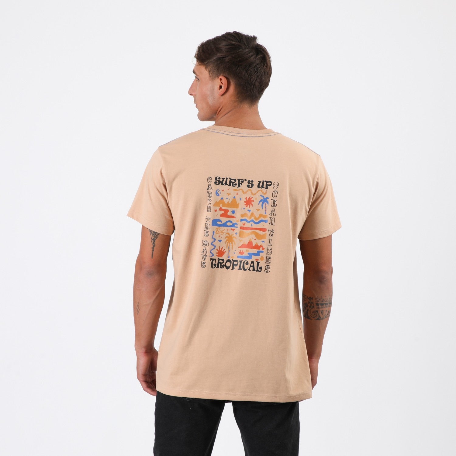 Polera Reef Men Surfs Up Brown