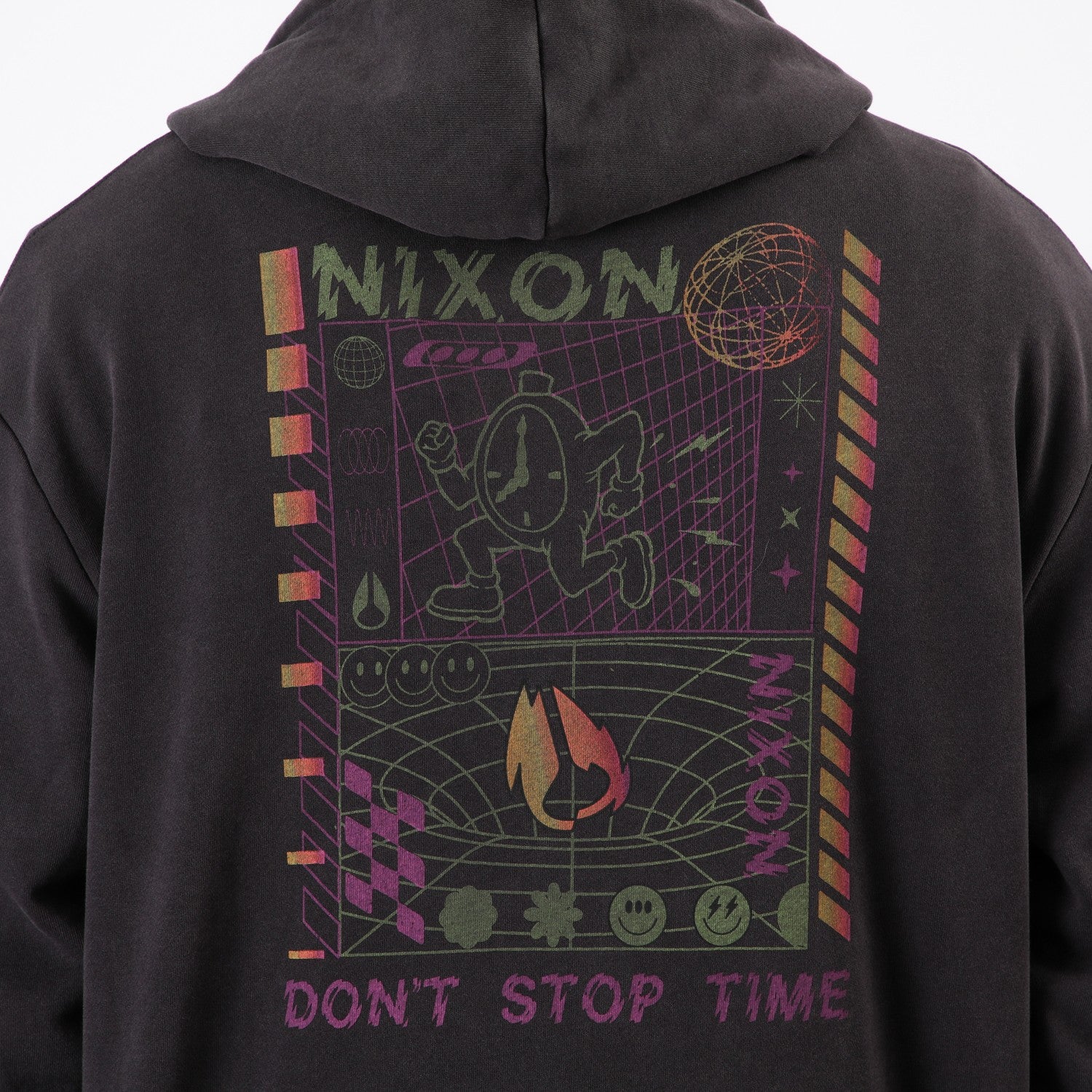 Polerón Nixon Men Full Zipper Clock is Ticking Washed Black