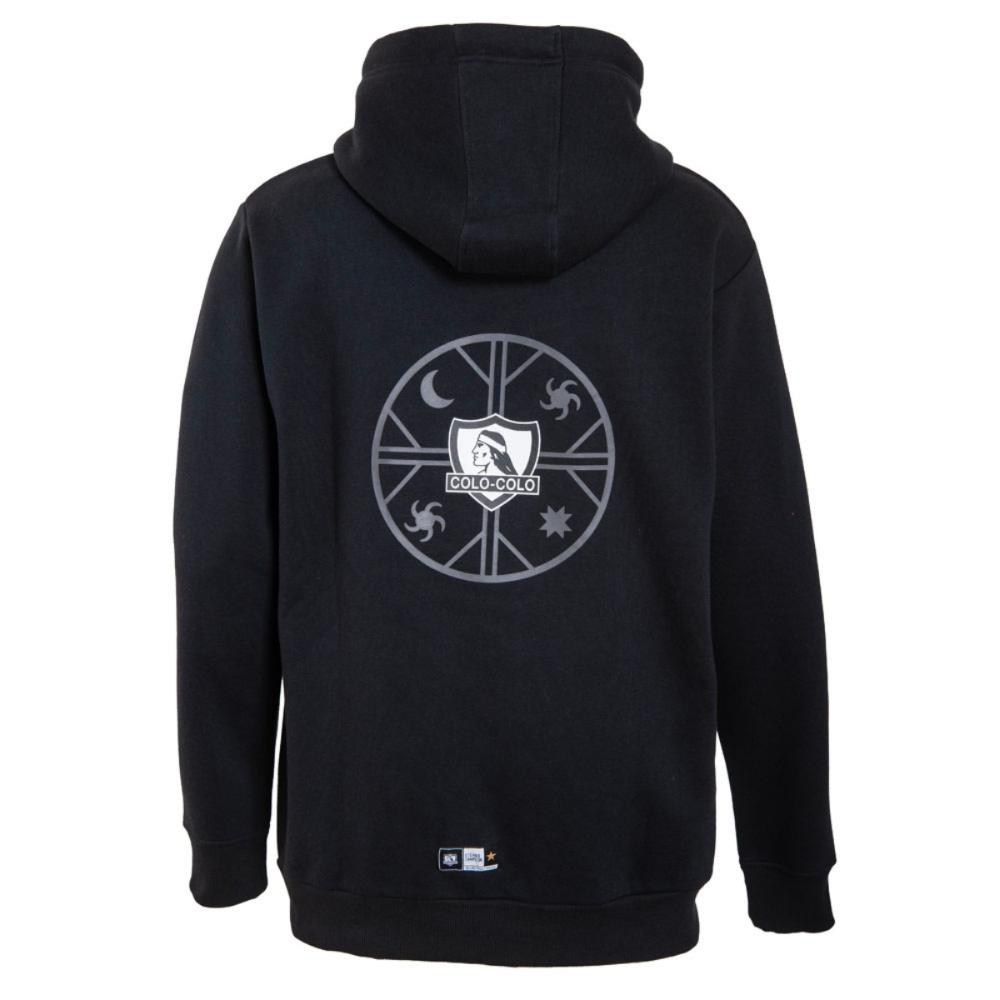 Poleron Colo Colo Urbano Hoodie Negro Kultrun Gris