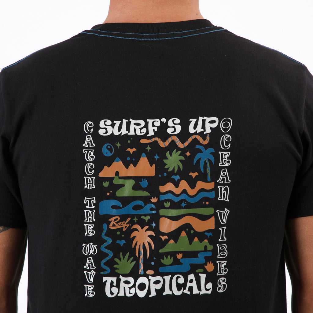 Polera Reef Men Surfs Up Black