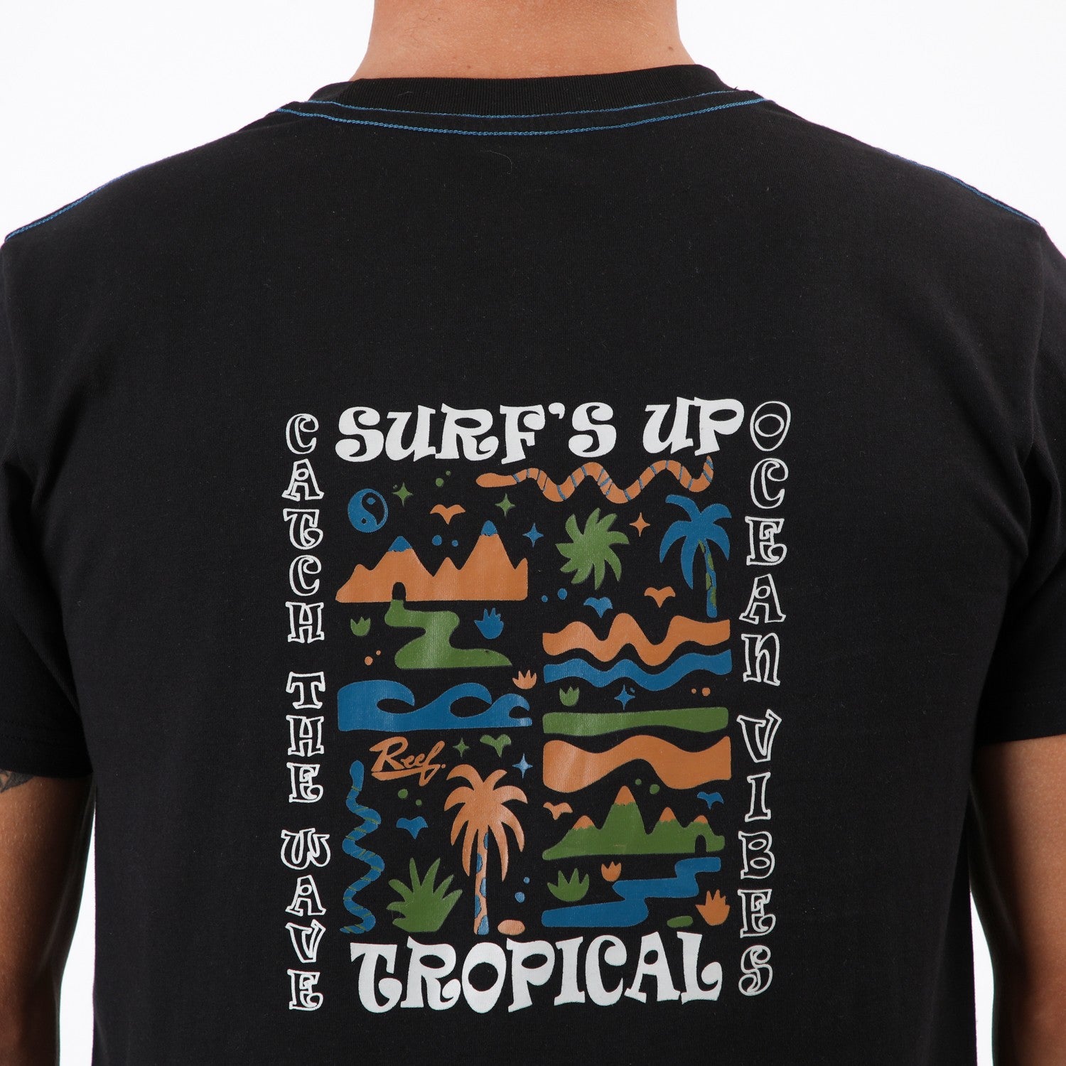 Polera Reef Men Surfs Up Black