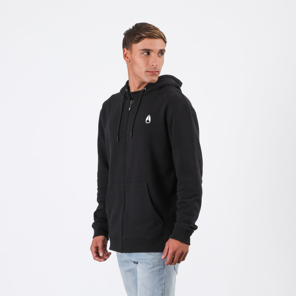 Polerón Nixon Men Full Zipper Tiny logo Black White