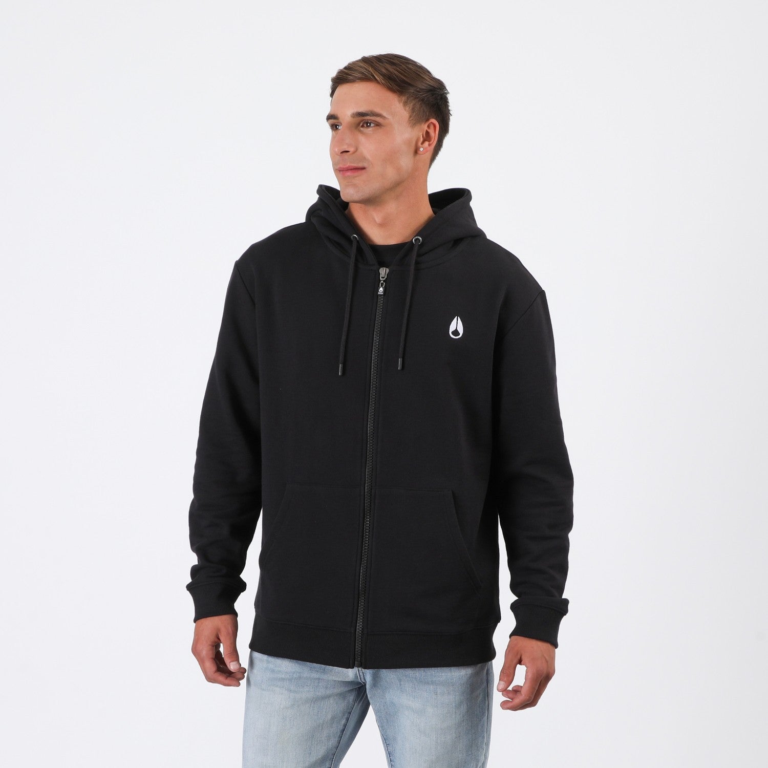 Polerón Nixon Men Full Zipper Tiny logo Black White