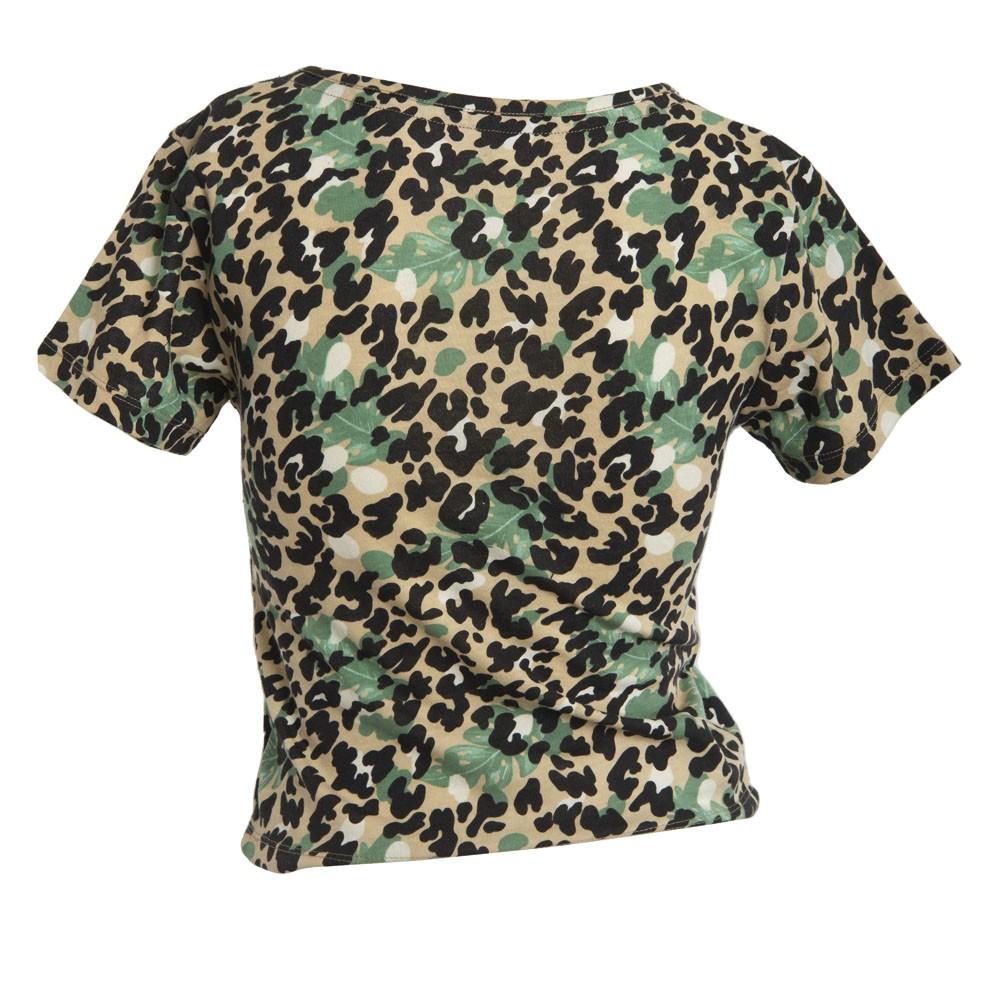 Polera Women Crop Black Print
