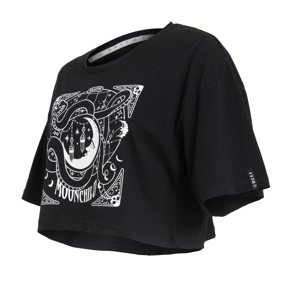 Crop Top Women Black Print Mistic
