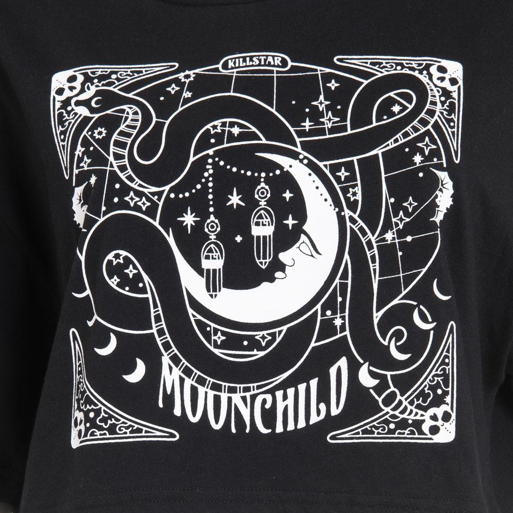 Crop Top Women Black Print Mistic