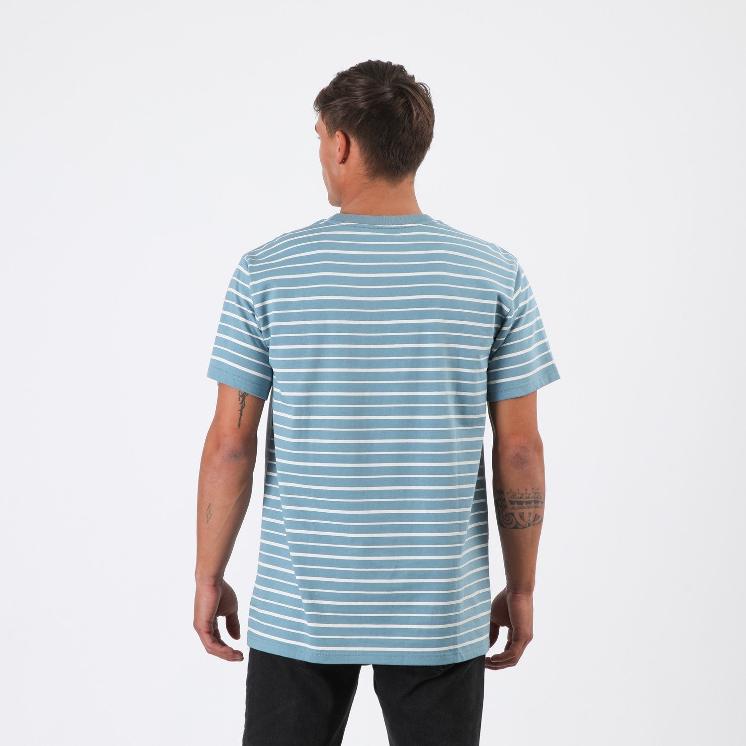 Polera Reef Men Stripe Turqouise White