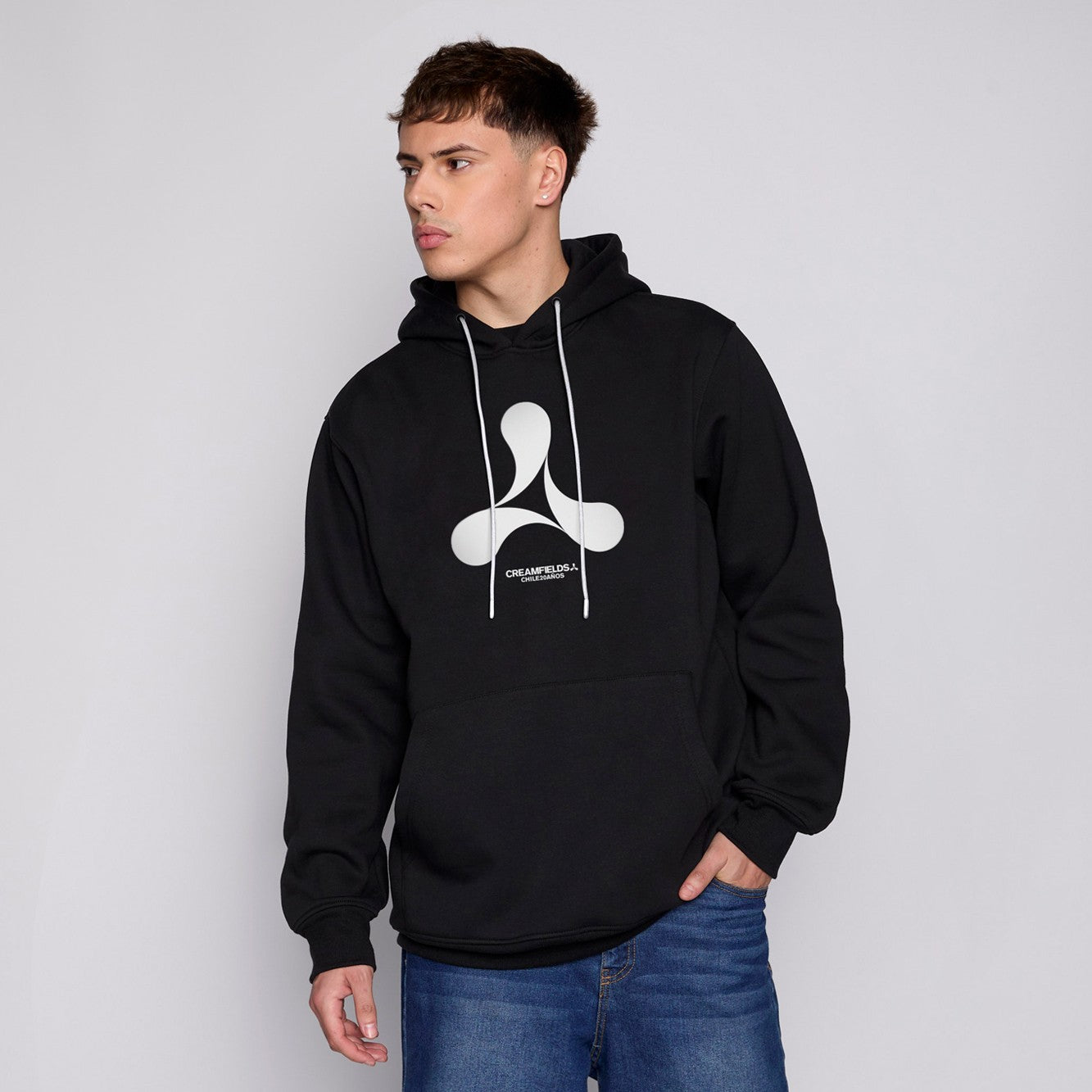 Polerón Creamfields x Whatup Black Icon Logo White