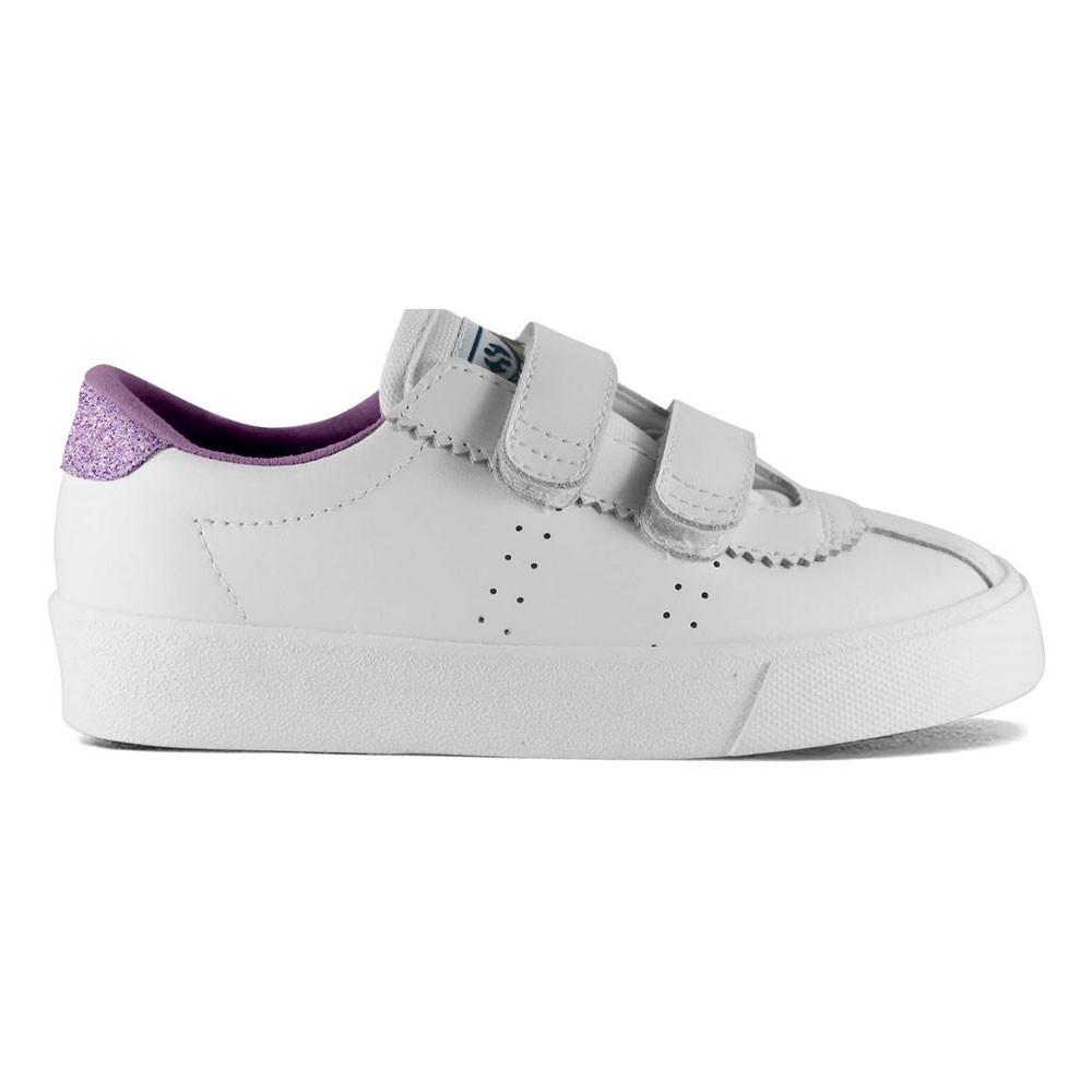 Zapatilla 2843 Kids CLUB STRAPS Glitter Hee White Superga
