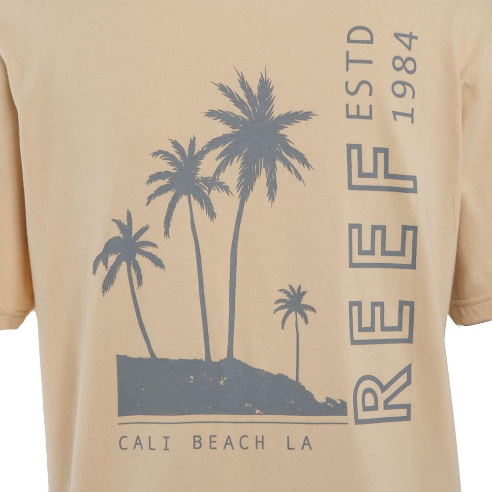 Polera Manga corta Naranjo Estampado Palmeras