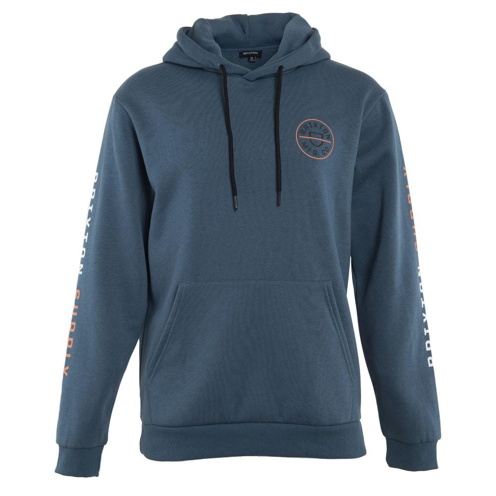 Poleron Men Hoodie Logo Petrol Blue Black Orange