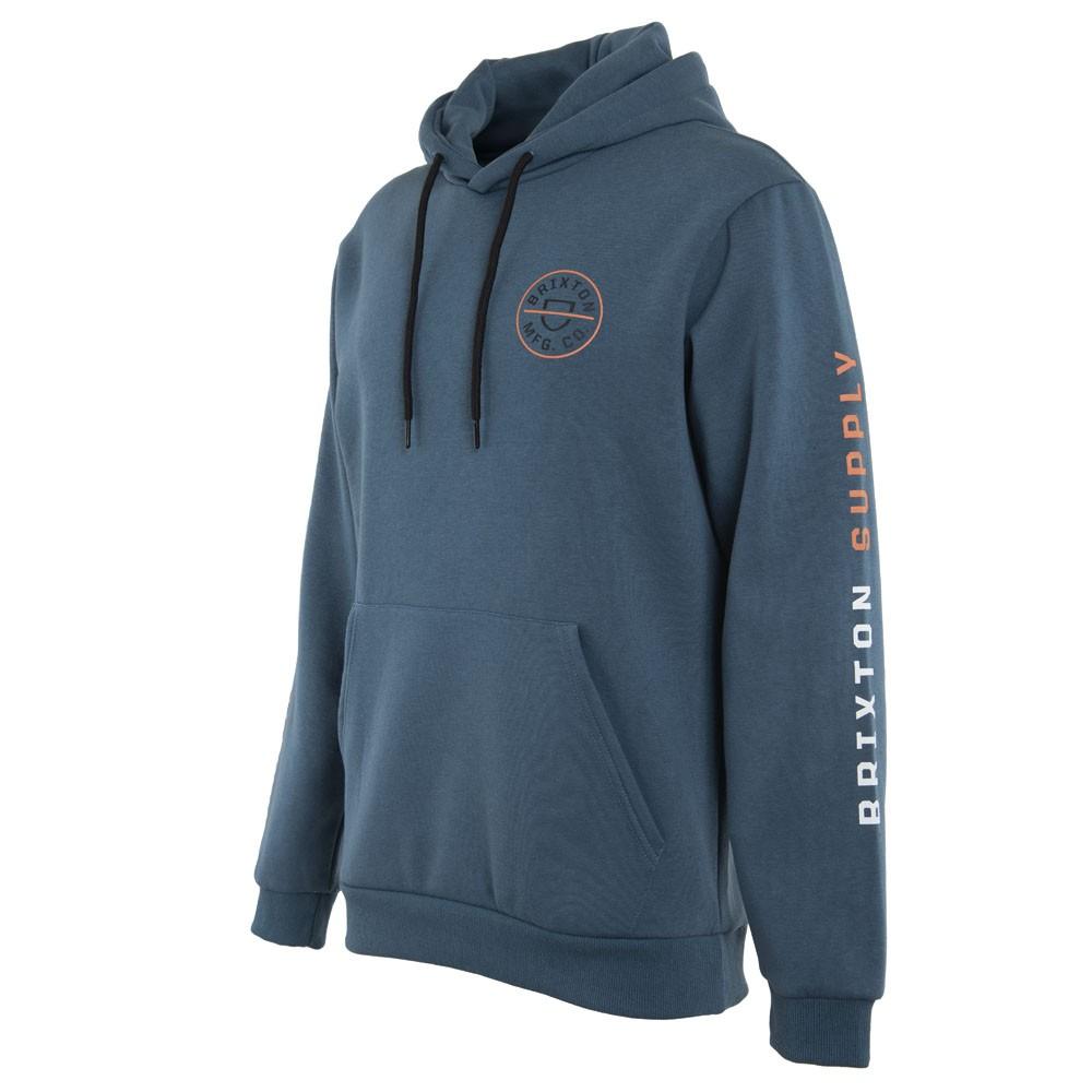 Poleron Men Hoodie Logo Petrol Blue Black Orange