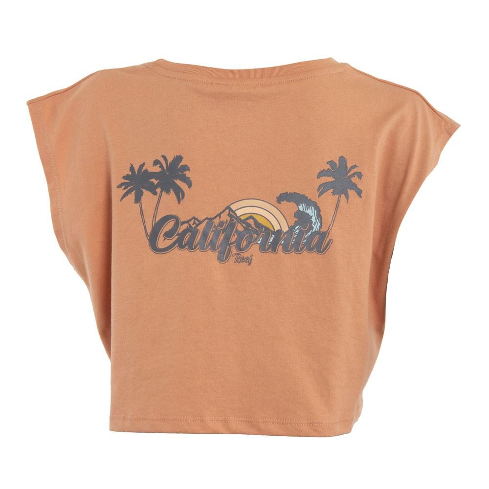 Polera Kids Crop Top Orange Pink Palm California