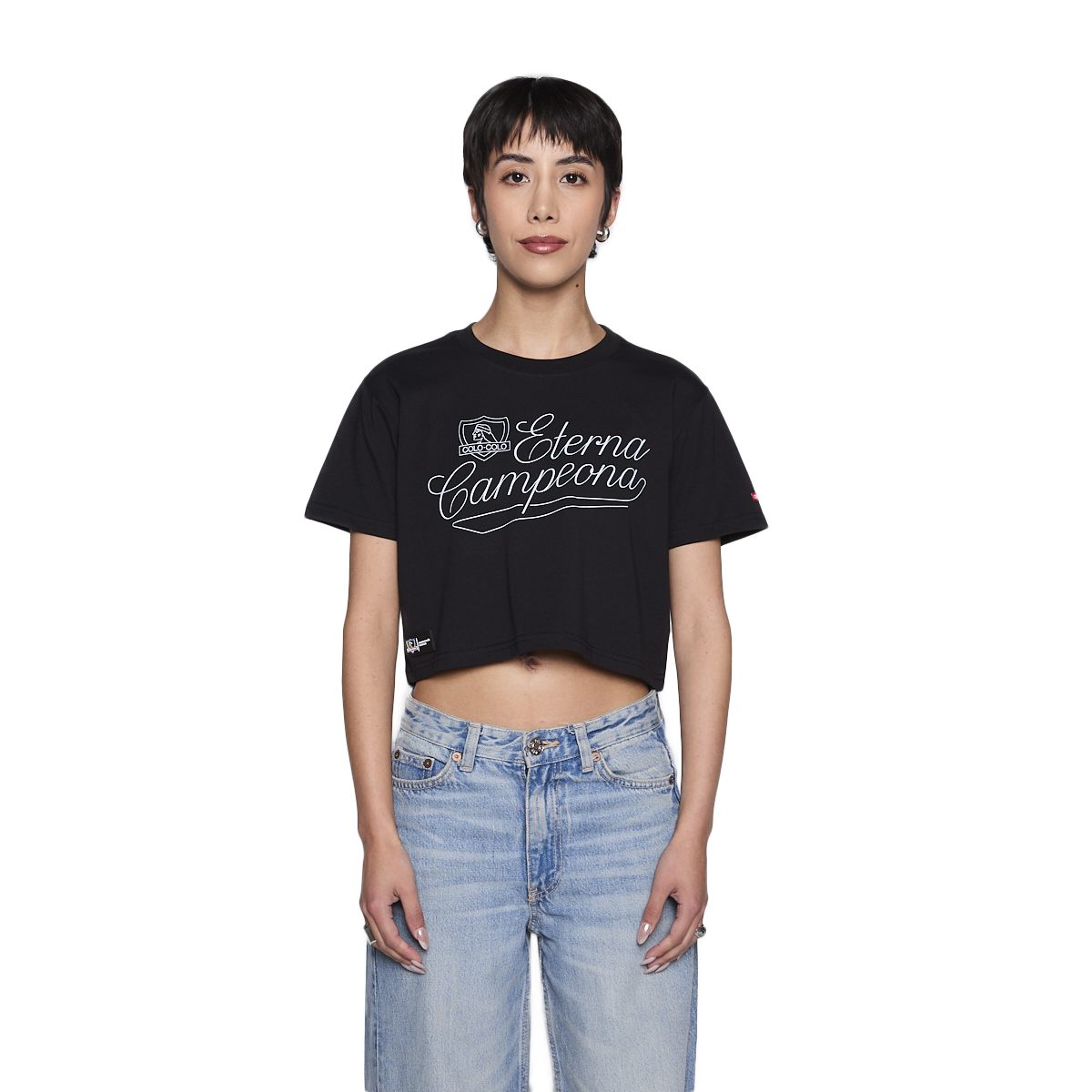 Polera Crop Colo Colo Urbano Mujer Eterna Campoena Negro