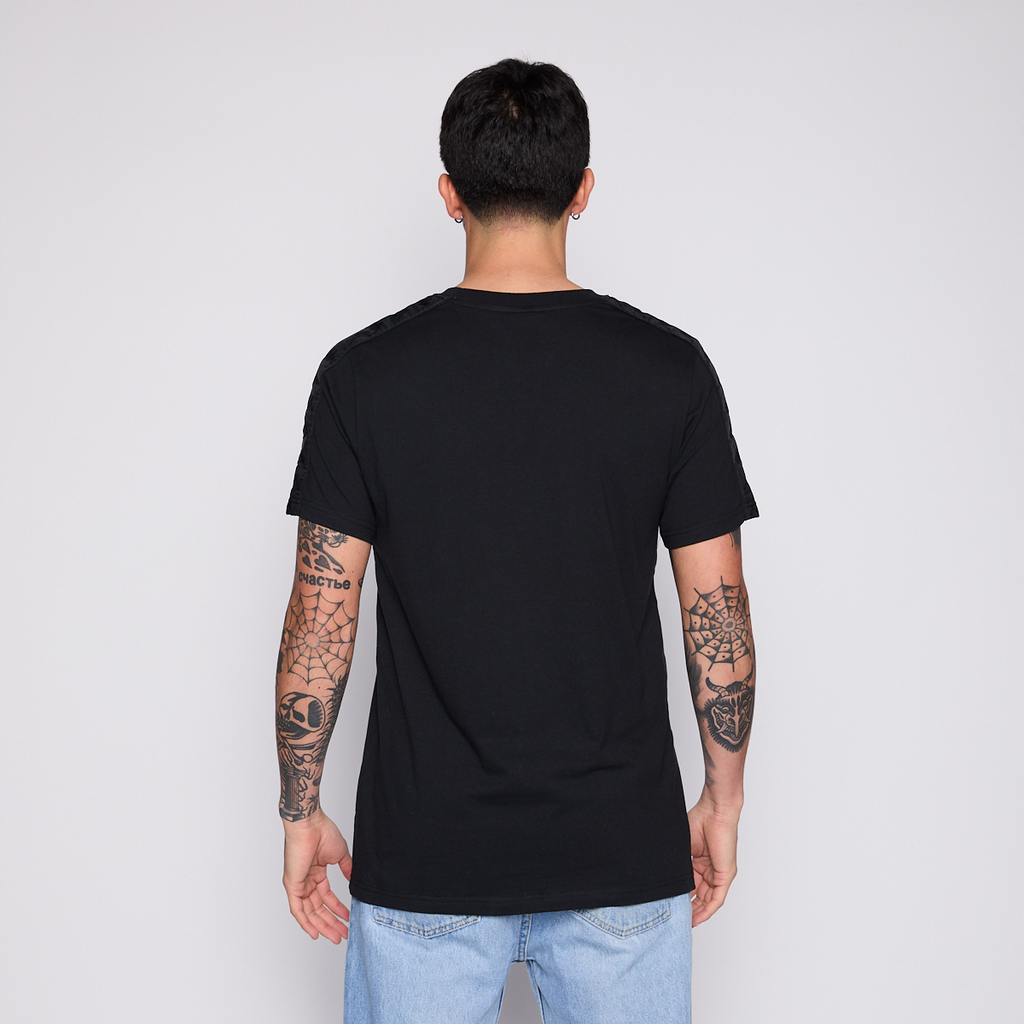 Polera Kappa Men Banda Black Logo Front Grey