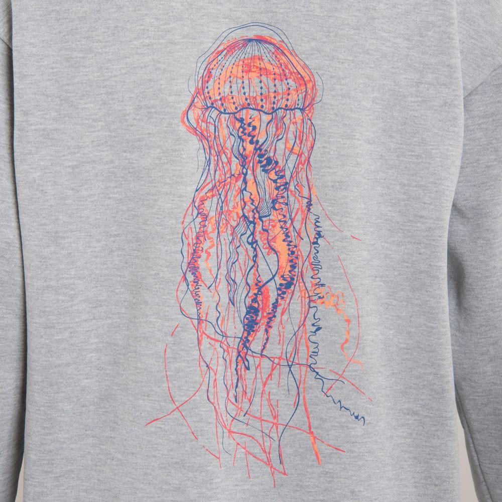 Poleron Men Zipper Jellyfish Gray Orange Blue