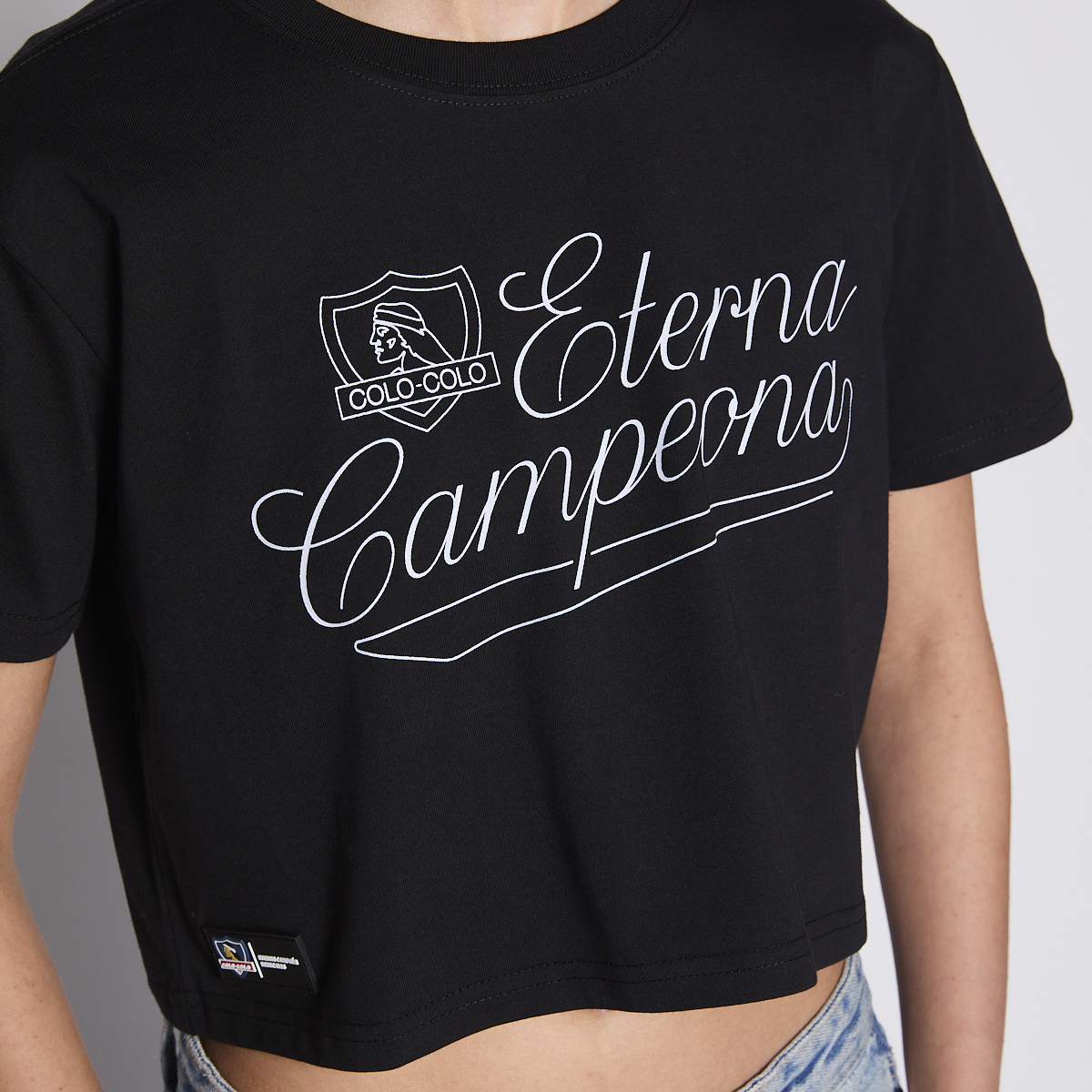 Polera Crop Colo Colo Urbano Mujer Eterna Campoena Negro
