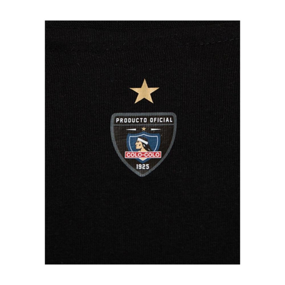 Polera Colo Colo Urbano Negra Escudo Gris