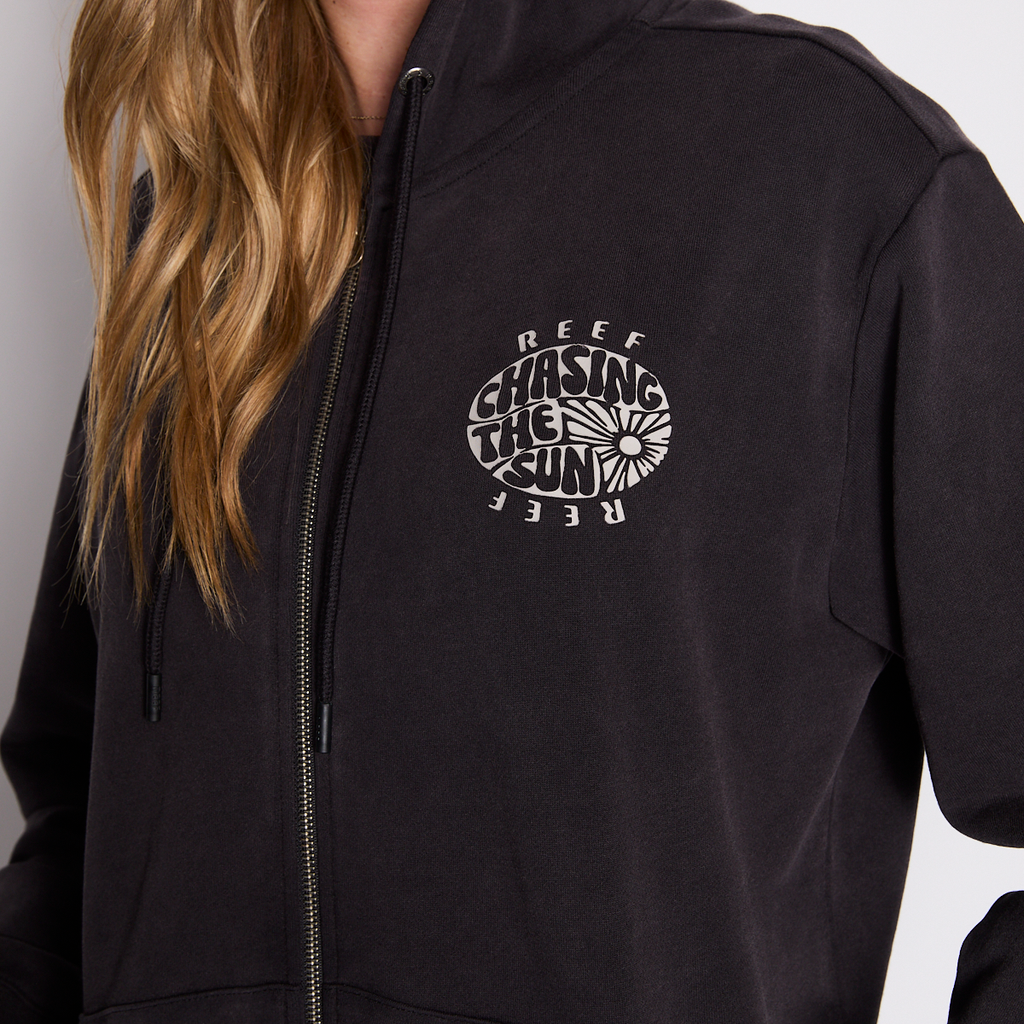 Polerón Reef Women Full Zipper Black Chasing Sun