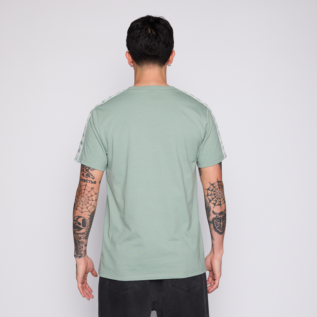 Polera Kappa Men Banda Green Logo Front White