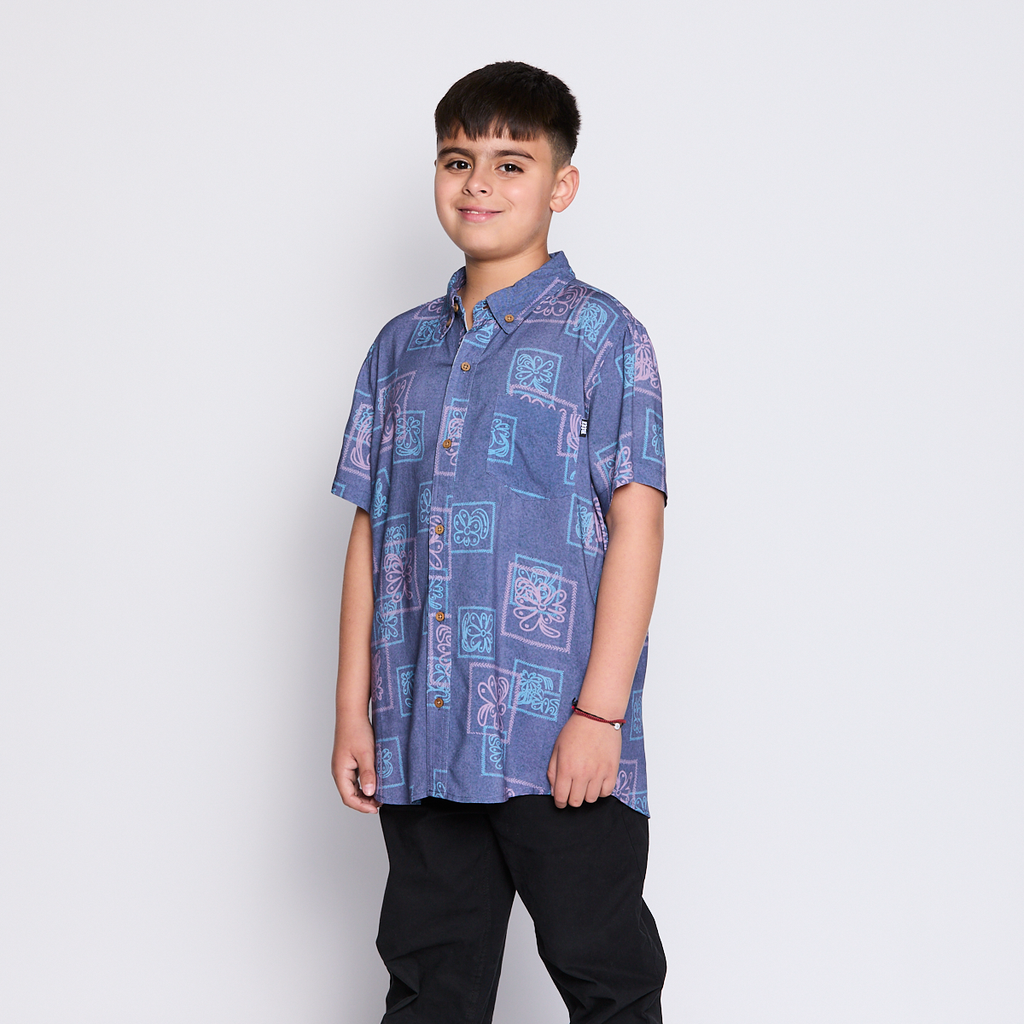 Camisa Reef Kids Azul Figuras
