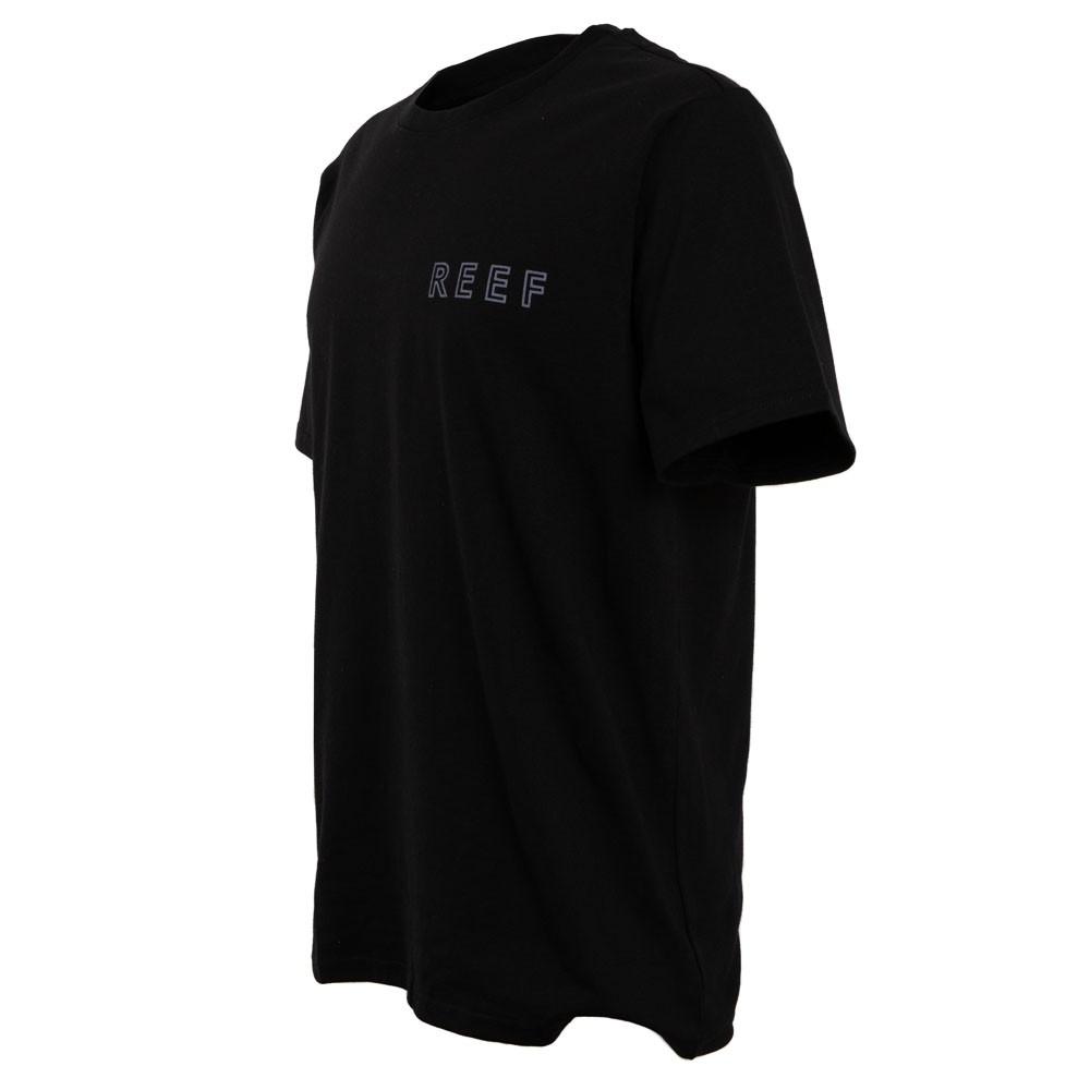 Polera Manga corta Negra Estampado Palmeras