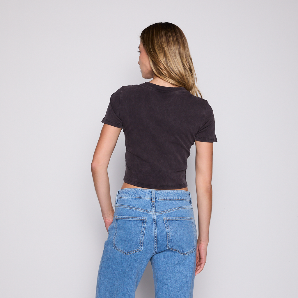 Polera Crop Reef Women Black Logo