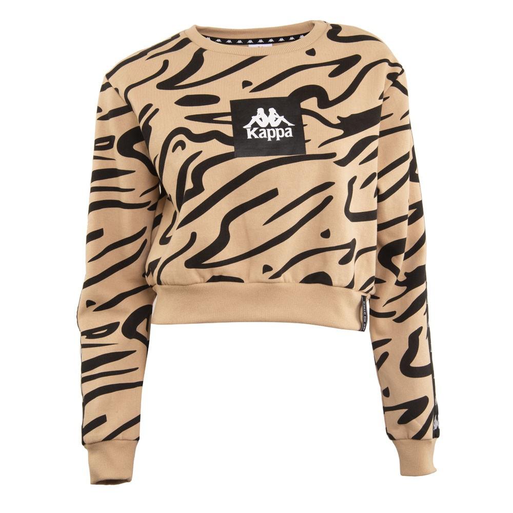 Poleron Women Crop Crew Beige Print Black