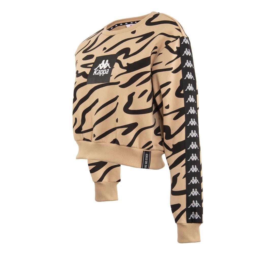 Poleron Women Crop Crew Beige Print Black